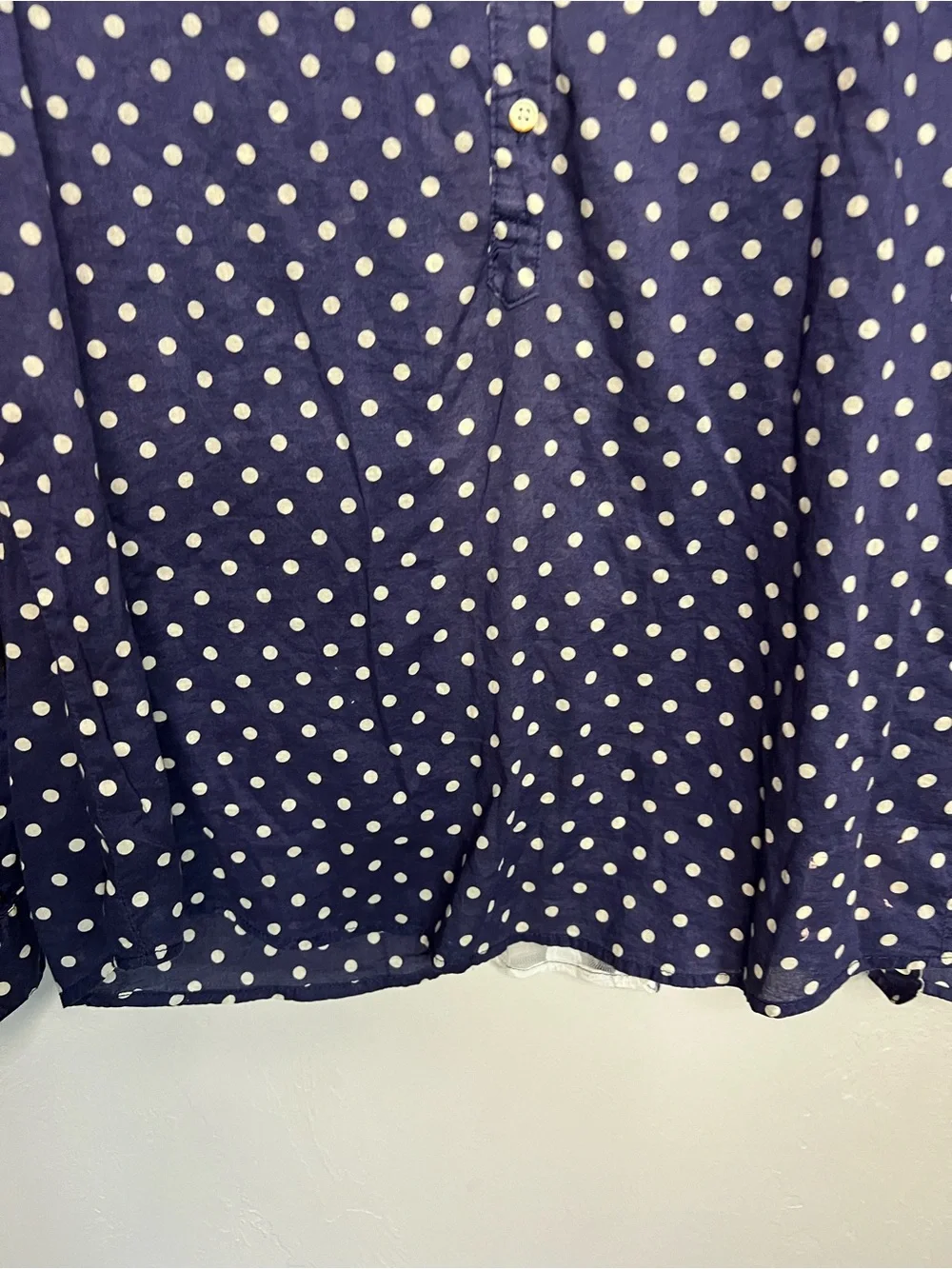 Birds of Paradis by Trovata Blue White Polka Dot Lace Back Pop Over Blouse - Picture 4 of 14